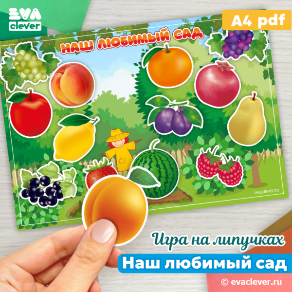 ягоды и фрукты игра на липучках шаблон для печати