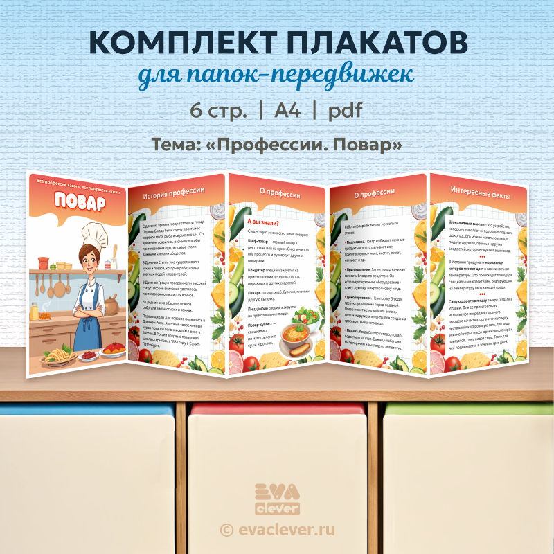 папка-передвижка тема профессии повар шаблон для печати