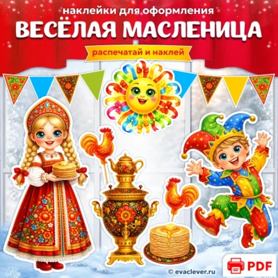 оформление на масленицу наклейки на окна двери и стену
